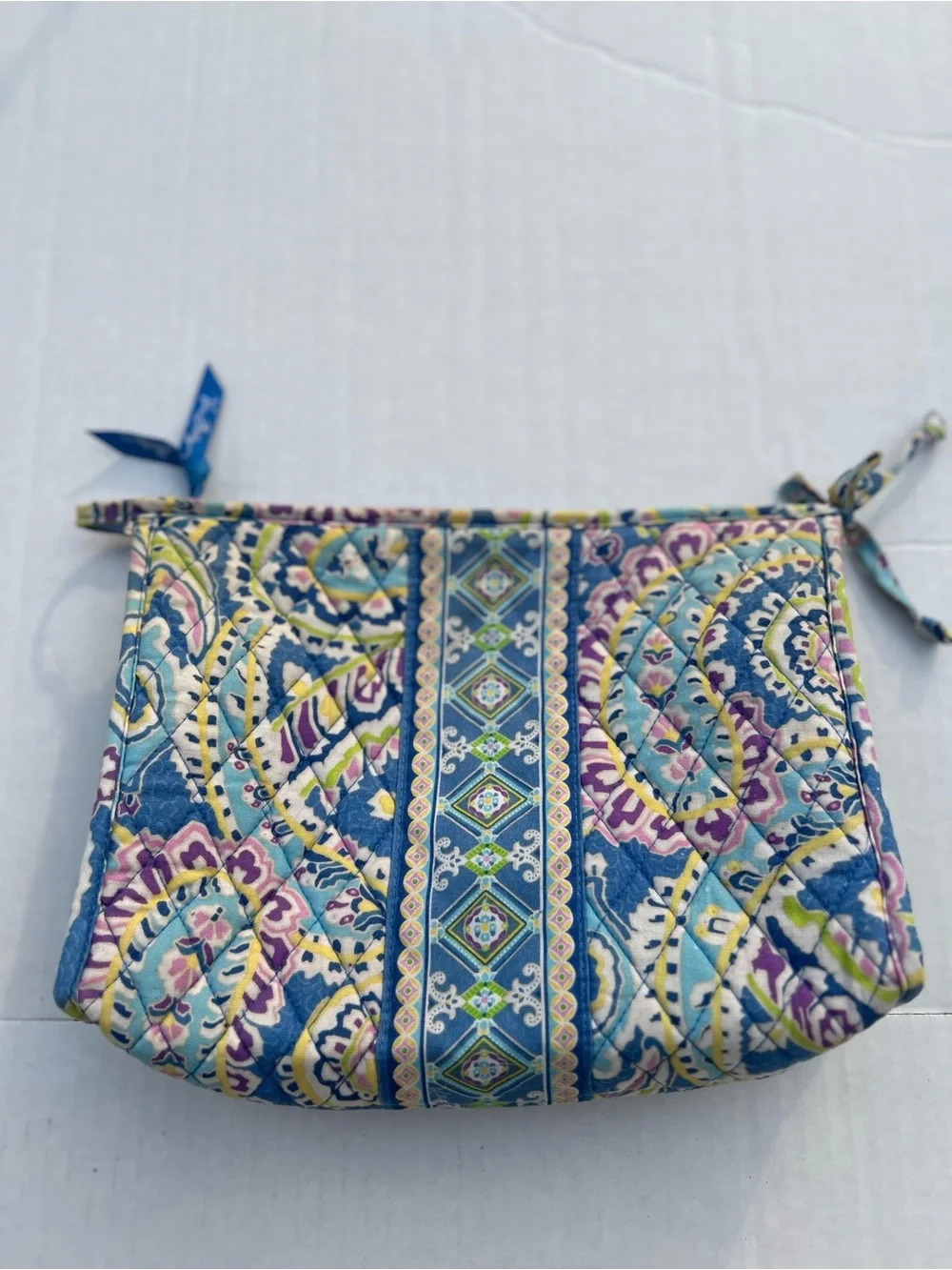 Vera Bradley Vintage Capri Blue Quilted Cosmetic Makeup Bag Pouch